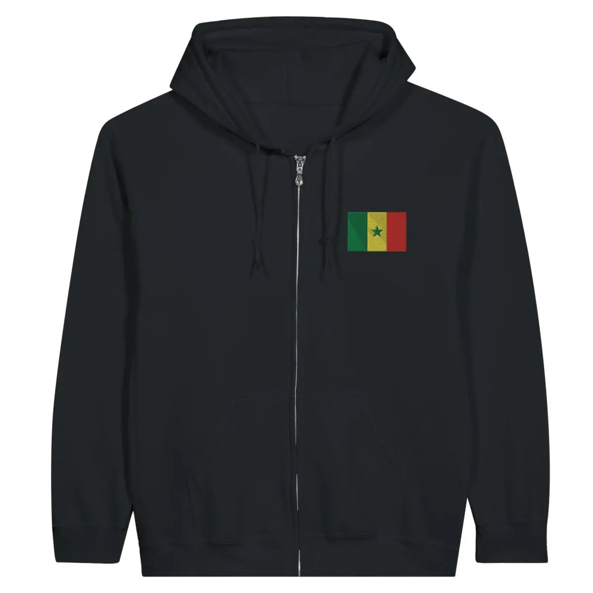 Sweat à capuche à fermeture éclair drapeau sénégal en broderie - pixelformaflag