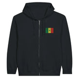 Sweat à capuche à fermeture éclair drapeau sénégal en broderie - pixelformaflag