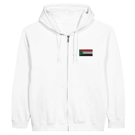 Sweat à capuche à fermeture éclair drapeau soudan en broderie - pixelformaflag