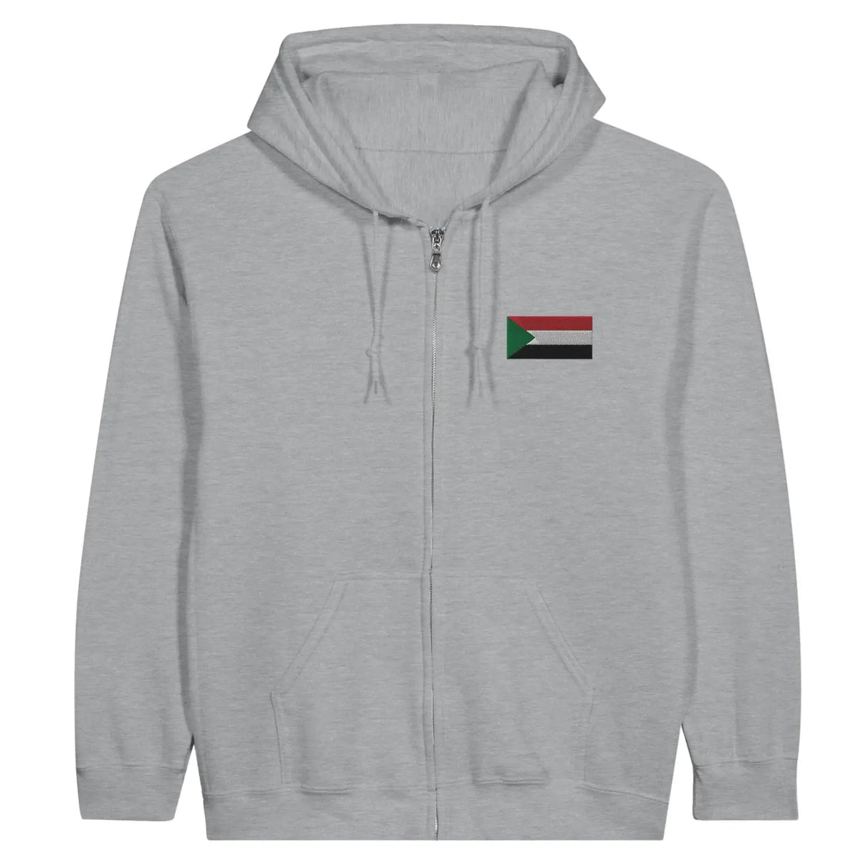 Sweat à capuche à fermeture éclair drapeau soudan en broderie - pixelformaflag