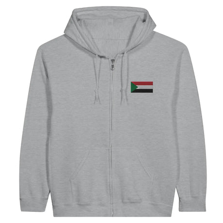 Sweat à capuche à fermeture éclair drapeau soudan en broderie - pixelformaflag