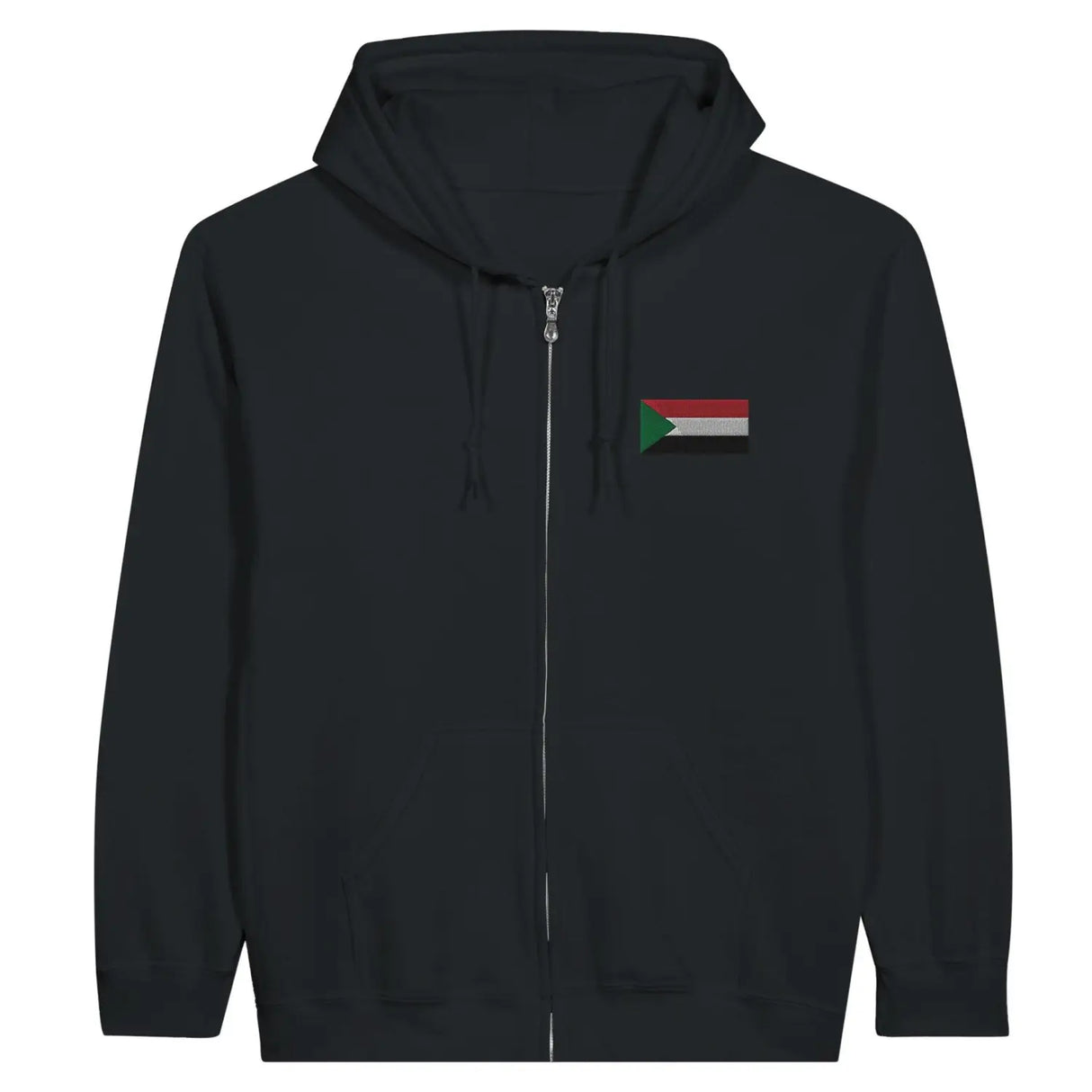 Sweat à capuche à fermeture éclair drapeau soudan en broderie - pixelformaflag