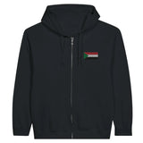 Sweat à capuche à fermeture éclair drapeau soudan en broderie - pixelformaflag