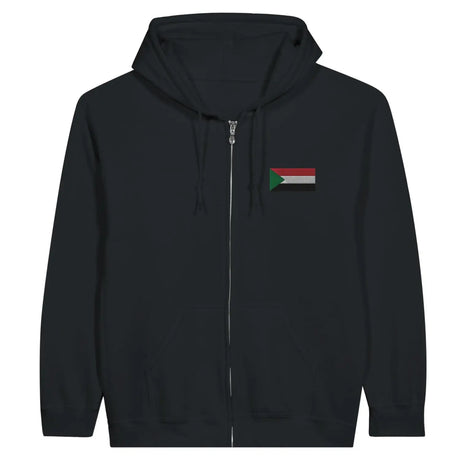 Sweat à capuche à fermeture éclair drapeau soudan en broderie - pixelformaflag