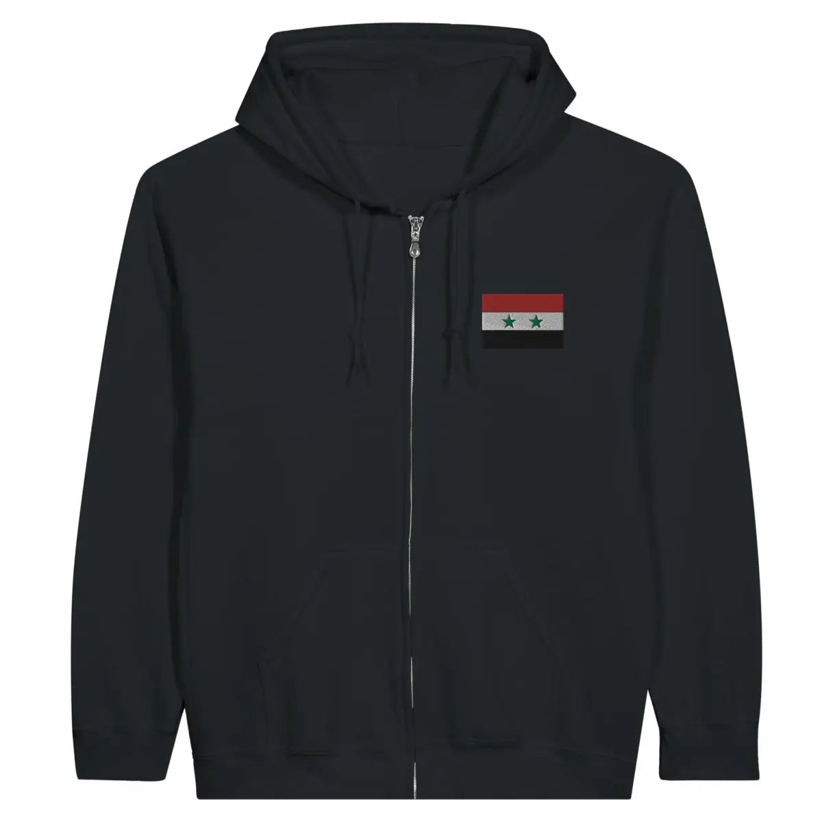 Sweat à capuche à fermeture éclair drapeau syrie en broderie - pixelformaflag