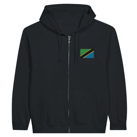 Sweat à capuche à fermeture éclair drapeau tanzanie en broderie - pixelformaflag