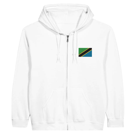 Sweat à capuche à fermeture éclair drapeau tanzanie en broderie - pixelformaflag