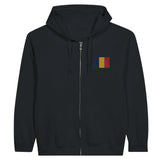 Sweat à capuche à fermeture éclair drapeau tchad en broderie - pixelformaflag