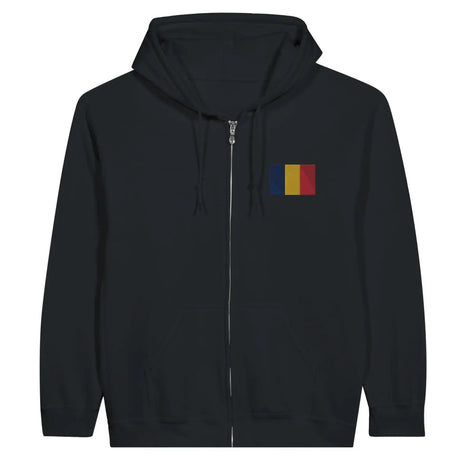 Sweat à capuche à fermeture éclair drapeau tchad en broderie - pixelformaflag