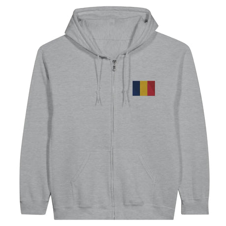 Sweat à capuche à fermeture éclair drapeau tchad en broderie - pixelformaflag