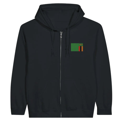 Sweat à capuche à fermeture éclair drapeau zambie en broderie - pixelformaflag