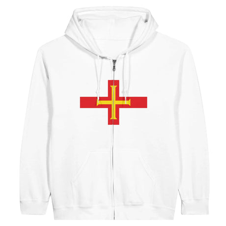 Sweat à capuche guernesey coton mélangé broderie zip