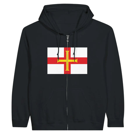 Sweat à capuche guernesey coton mélangé broderie zip