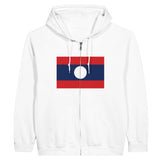 Sweat à capuche laos coton mélangé fermeture éclair brodé