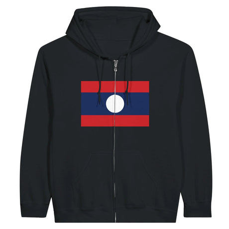 Sweat à capuche laos coton mélangé fermeture éclair brodé