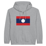 Sweat à capuche laos coton mélangé fermeture éclair brodé