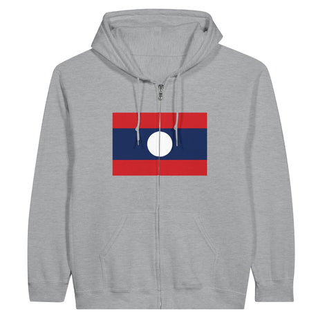 Sweat à capuche laos coton mélangé fermeture éclair brodé