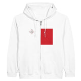 Sweat à capuche malte coton mélangé fermeture éclair broderie