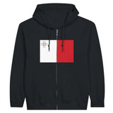 Sweat à capuche malte coton mélangé fermeture éclair broderie