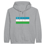 Sweat à capuche ouzbékistan coton broderie fermeture éclair