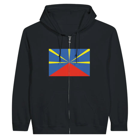 Sweat à capuche réunion coton mélangé broderie confort