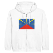Sweat à capuche réunion coton mélangé broderie confort