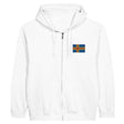 Sweat à capuche zippé åland coton mélangé broderie couleur