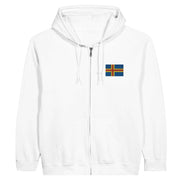 Sweat à capuche zippé åland coton mélangé broderie couleur