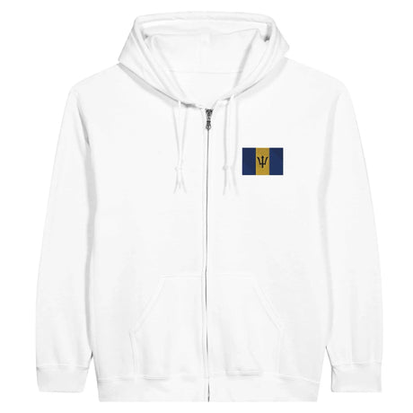 Sweat à capuche zippé barbade coton mélangé broderie