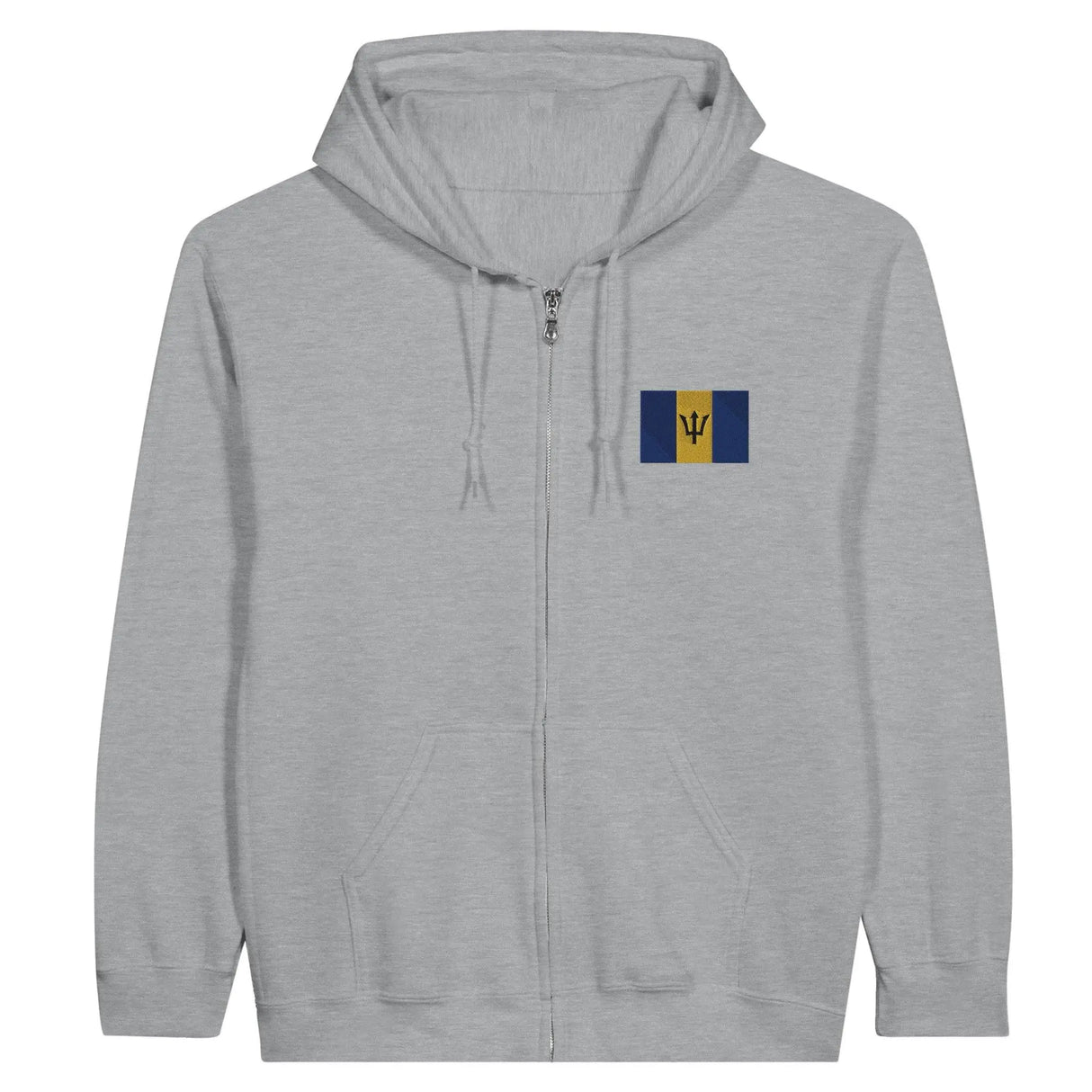 Sweat à capuche zippé barbade coton mélangé broderie