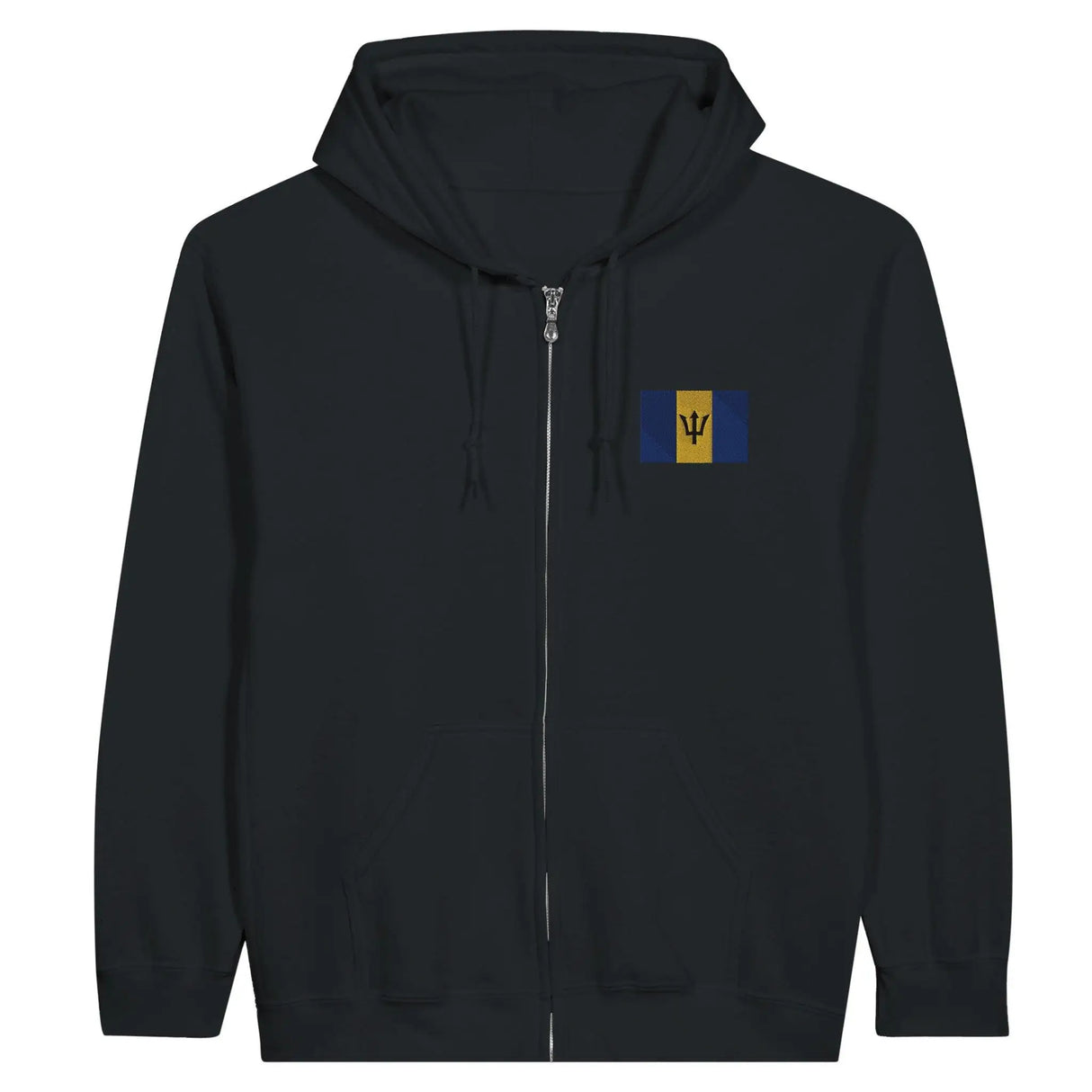 Sweat à capuche zippé barbade coton mélangé broderie