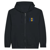 Sweat à capuche zippé barbade coton mélangé broderie