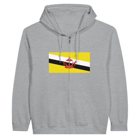 Sweat à capuche zippé brunei coton mélangé broderie