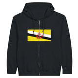 Sweat à capuche zippé brunei coton mélangé broderie