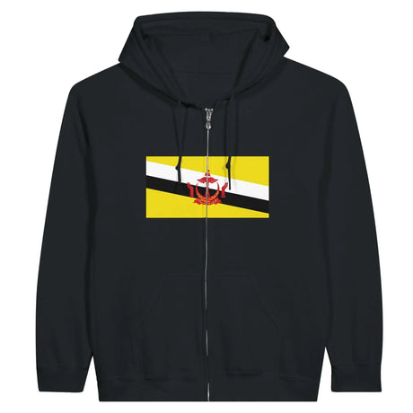 Sweat à capuche zippé brunei coton mélangé broderie