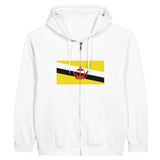 Sweat à capuche zippé brunei coton mélangé broderie