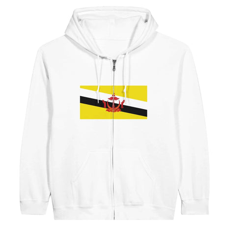 Sweat à capuche zippé brunei coton mélangé broderie