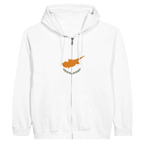 Sweat à capuche zippé chypre coton mélangé broderie