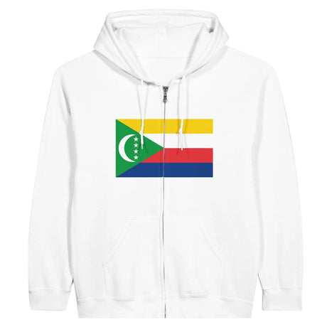 Sweat à capuche zippé comores coton mélangé broderie