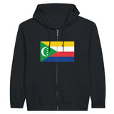 Sweat à capuche zippé comores coton mélangé broderie