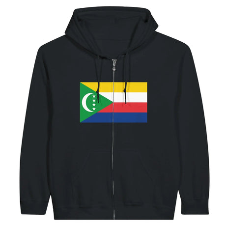 Sweat à capuche zippé comores coton mélangé broderie