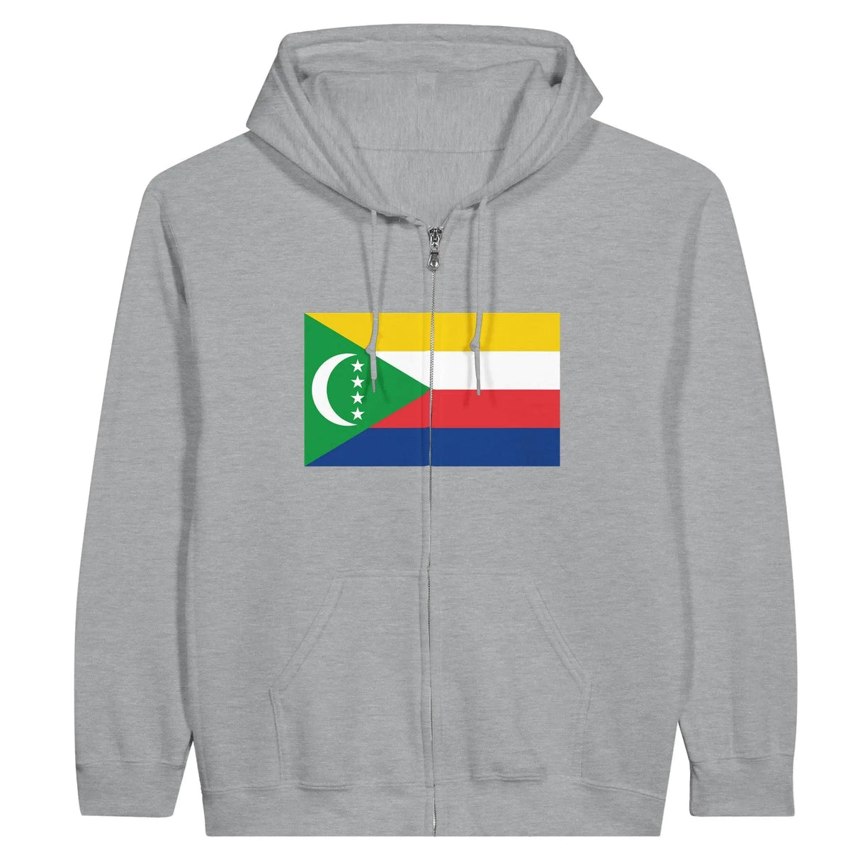Sweat à capuche zippé comores coton mélangé broderie