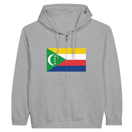 Sweat à capuche zippé comores coton mélangé broderie