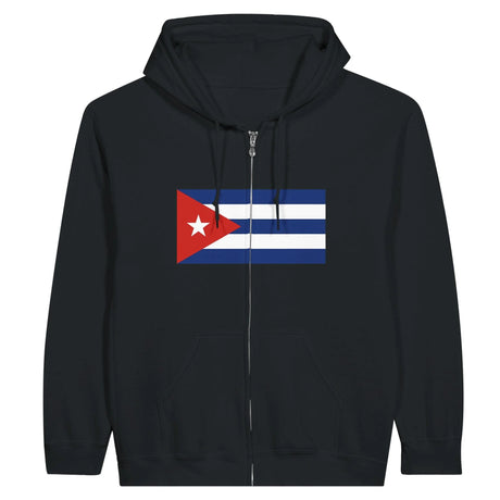 Sweat à capuche zippé cuba coton mélangé broderie