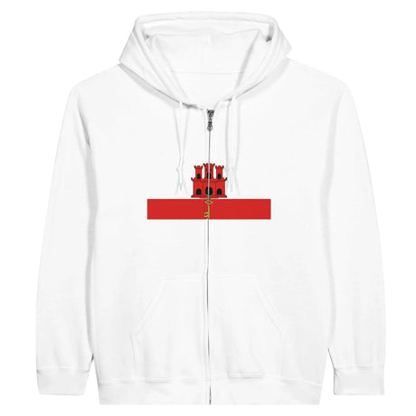 Sweat à capuche zippé gibraltar coton mélangé broderie