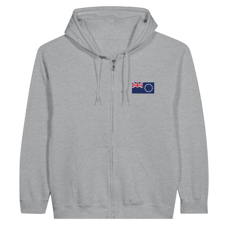 Sweat à capuche zippé îles cook coton broderie couleur