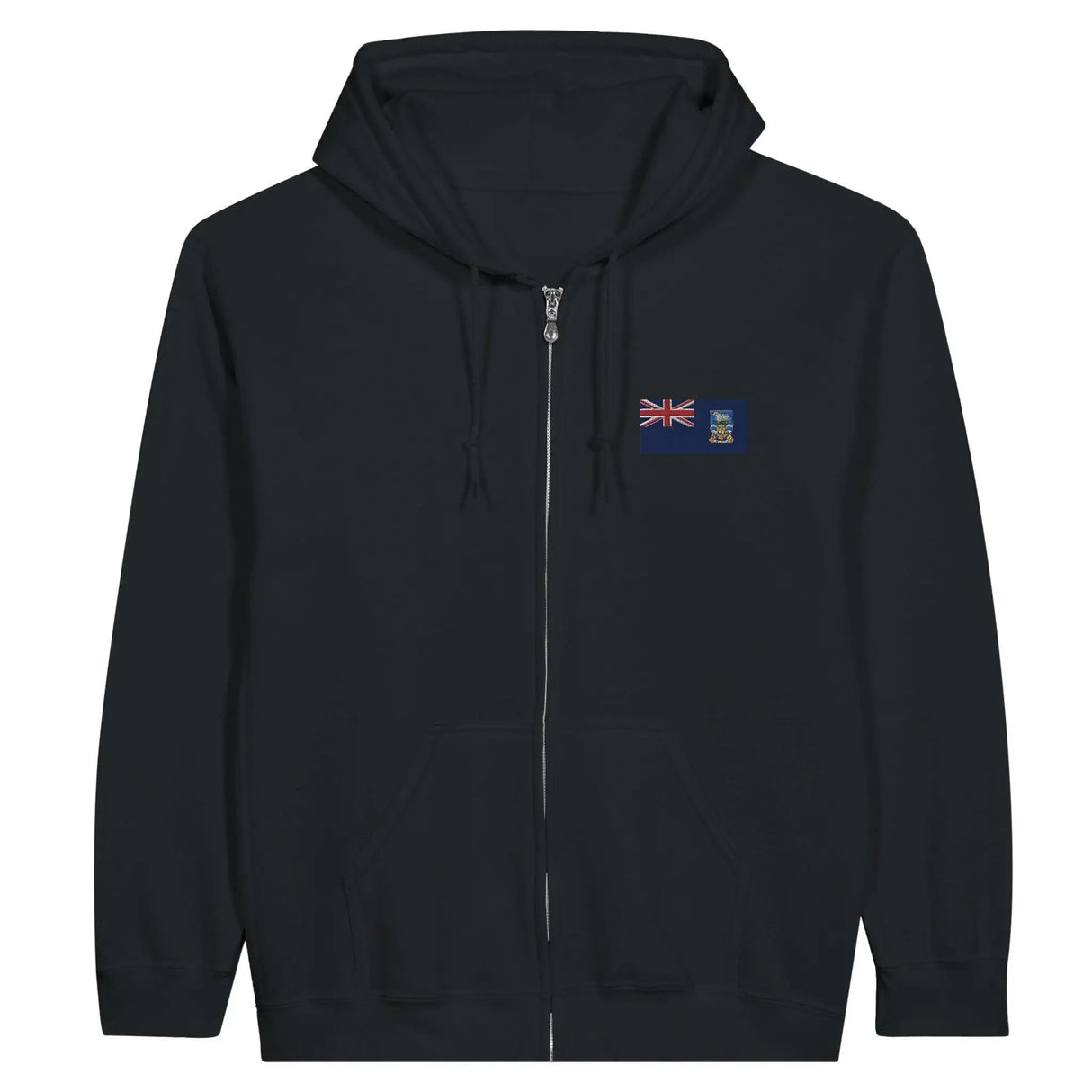 Sweat à capuche zippé îles malouines coton broderie couleur