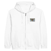 Sweat à capuche zippé îles vierges coton broderie couleur