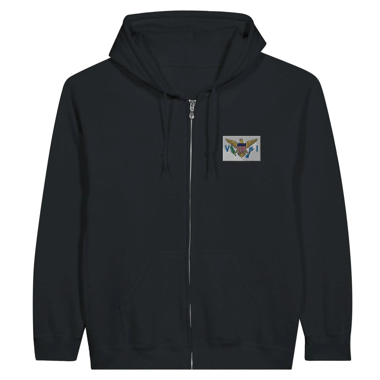 Sweat à capuche zippé îles vierges coton broderie couleur