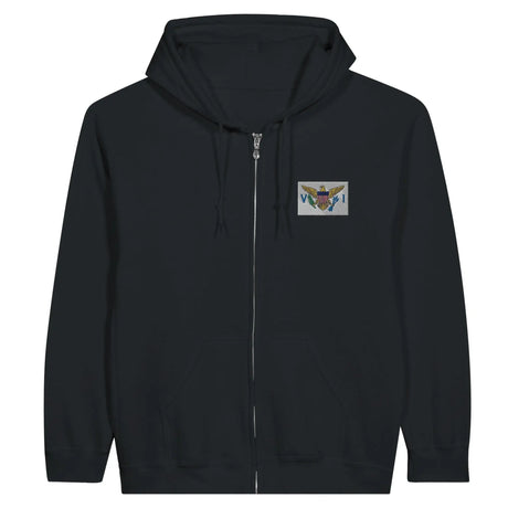 Sweat à capuche zippé îles vierges coton broderie couleur
